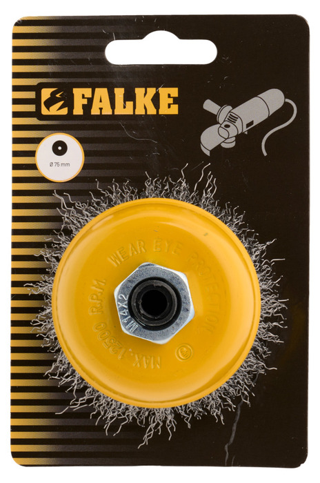 Falke stålkoppbørste fin Ø75 mm